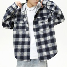 JTL 格紋拼接連帽襯衫 寬鬆層次感襯衫