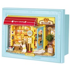 Rolife 若來 3D相框 貓咪麵包店 DIY 微型模型, 1個, 混合色, 146피스
