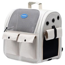 POGGU 雙肩太空包/外出便攜貓背包/3面通風透氣寵物包, 米白色, 1個