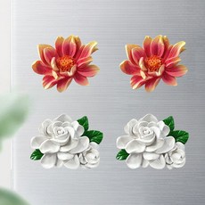 더플로우커머스 홈플로우 로맨틱 플라워 냉장고 자석 마그넷 2종 x 2p, 연꽃, 연꽃, 화이트로즈, 화이트로즈