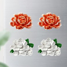 더플로우커머스 홈플로우 로맨틱 플라워 냉장고 자석 마그넷 2종 x 2p, 모란, 모란, 화이트로즈, 화이트로즈