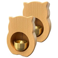 恩熙魔法 木質磁吸玄關門門鈴 2入, 木質貓咪