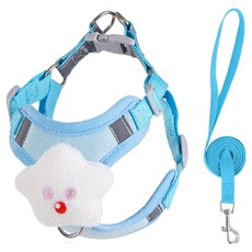 파스텔펫 반려동물 스타 하네스 + 리드줄 세트, 블루, 1개
