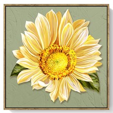 恩熙魔法 風水室內裝飾向日葵油畫 畫布木紋畫框 B, 米色