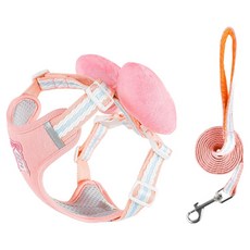 파스텔펫 반려동물 키스미 하네스 + 리드줄 세트, 핑크, 1개