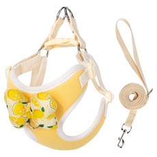 PASTEL PET 寵物水果蝴蝶結胸背帶 + 牽繩套組, 黃色, 1個