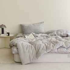 pogeun. Warm Hug 柔軟保暖雙面超細纖維鋪棉被枕頭套組, 灰色