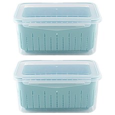 Xeonic 蔬菜水果瀝水保鮮密封盒, 1組, 容器 + 蓋子 + 瀝水籃