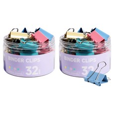 동아피엠에스 서류집게 더블클립 컬러혼합 32mm, 2개, 24개입, 대