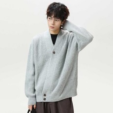 JTL 男士斜紋V領復古風格針織開襟衫