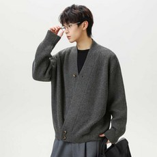 JTL 男士斜V領復古風格針織開襟衫