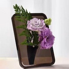 이비즈 아크릴 투명 수경 화병 꽂꽂이 투명 브라운 20.5 x 18 x 0.9 cm, 1개