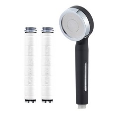 大林衛浴 Dclean 多功能濾芯蓮蓬頭寬版 + 多功能濾芯 2入組, 黑色 + 白色 + 銀色, 1套