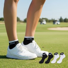피지에이 쿠션 듀얼밴드 단목양말 4족 세트 PGWSC 55060/PGAM-66, 블랙 + 블랙 + 화이트 + 화이트, 1세트