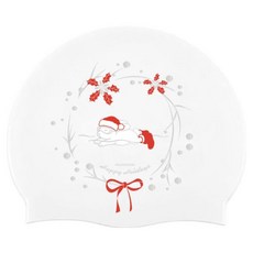 REALLYGOODSWIM 聖誕節蘇菲兔矽膠泳帽, 白色, 1個