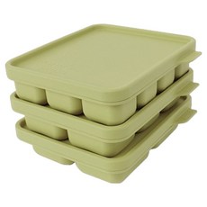 Hongsmama白金矽膠副食品分裝盒準備用品製冰盒託盤, 黃綠色, 1套