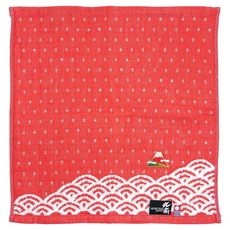 MARUSHIN 丸真 今治 神奈川沖浪洗臉巾, 紅色, 1個