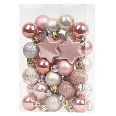 Mabso Shop 聖誕樹 3cm 球形裝飾品 33入 BRP1995, 金色, 粉紅色, 1個