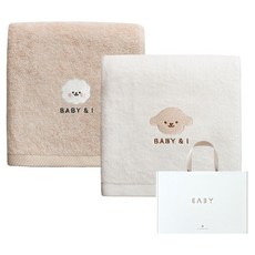 베이비앤아이 소프트 밤부 목욕타올 2종 세트 + 선물상자, 비숑, 뭉이, 1세트