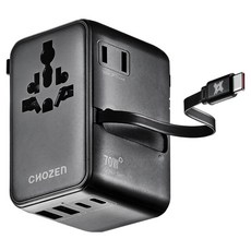 CHOZEN PD70W氮化鎵 6合1快充萬國插座 硯墨黑 TAC70B, 1個