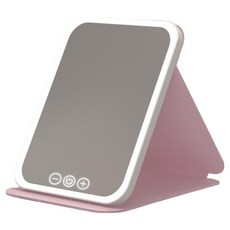 Couselect 便攜折疊化妝鏡 Type-C充電款 三色補光高清觸控調光 大號, 粉色