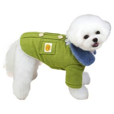 Kupets 狗狗燈芯絨棉質冬衣, 綠色, 1個