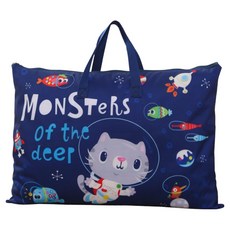OhBabyLying 棉被床墊收納袋 海底漫步 超大款, 深藍色