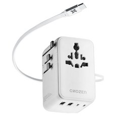 CHOZEN PD70W 氮化鎵 六合一快充萬國插座 TAC70W 冰河白, 1個