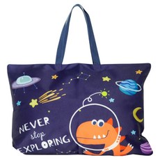 OhBabyLying 棉被床墊收納袋 橘色太空龍 超大款, 深藍色