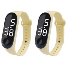 루네타 귀여운 미니 스포츠시계, 라이트옐로우, 2개