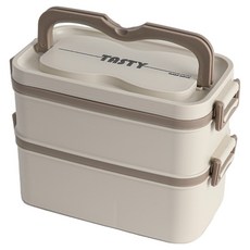 BLANC BLACK 保溫保冷不鏽鋼雙層午餐盒 LU001(BE), 米色, 1個