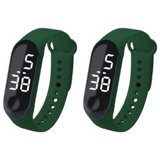 루네타 귀여운 미니 스포츠시계, 딥그린, 2개