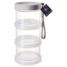 딩동펫 반려동물 프리미엄 멀티 휴대용 3단 사료 간식통, 그레이, 1개, 900ml