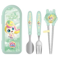 르번 프린세스 캐치티니핑 올인원 교정 젓가락 풀세트, 뽀니핑, 1세트, 스푼 + 포크 + 젓가락 + 케이스
