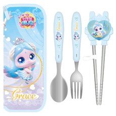 르번 프린세스 캐치티니핑 알찬 교정 젓가락 풀세트, 사뿐핑, 1세트, 스푼 + 포크 + 젓가락 + 케이스