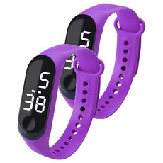 루네타 귀여운 미니 스포츠시계, 퍼플, 2개