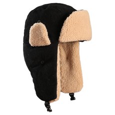 與Sammy一起 燈芯絨防寒滑雪帽, 黑色, 1個