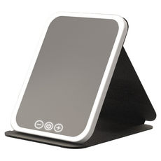 Couselect 便攜折疊化妝鏡 Type-C充電款 三色補光高清觸控調光 大號, 黑色