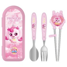 르번 프린세스 캐치티니핑 올인원 교정 젓가락 풀세트, 하츄핑, 1세트, 스푼 + 포크 + 젓가락 + 케이스