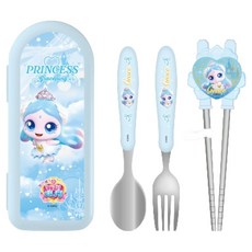 르번 프린세스 캐치티니핑 올인원 교정 젓가락 풀세트, 사뿐핑, 1세트, 스푼 + 포크 + 젓가락 + 케이스