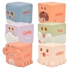 OZ TOY 軟Q柔軟堆疊海洋朋友觸感方塊6件組, 628-109, 1套