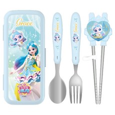 르번 프린세스 캐치티니핑 교정 젓가락 무소음 풀세트, 사뿐핑, 1세트, 스푼 + 포크 + 젓가락 + 케이스