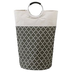 SUNORO 圓形摺疊布藝洗衣籃 75L, 灰色