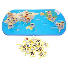 韓國 B&C 世界地圖與萬國旗 傳統服飾與問候語 學習遊戲玩具, 混合顏色, 1個