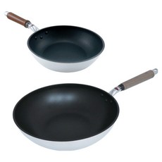 hokua 北陸 SenLen 洗鍊輕量級不沾雙鍋2件組 日本製, 銀色, 1套, 炒鍋 30cm + 平底鍋 20cm