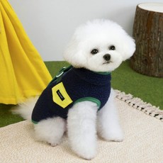 쿠펫츠 강아지 겨울 후리스 조끼, 다크 블루, 1개