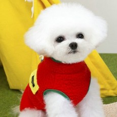 쿠펫츠 강아지 겨울 후리스 조끼, 레드, 1개