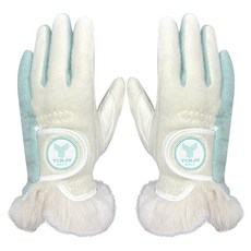 TourGolf 女性用 Ultra Heat 羊皮冬季高爾夫手套 雙手穿戴 TGW-13, 白薄荷, 1套