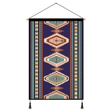 라보비아 보헤미안 컬러 패턴 패브릭 우드바 벽걸이 인테리어 타피스트리, 타입 6