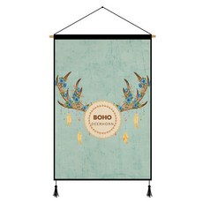 라보비아 보헤미안 컬러 패턴 패브릭 우드바 벽걸이 인테리어 타피스트리, 타입 1